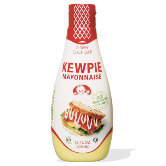 Kewpie mayonnaise on a white background.